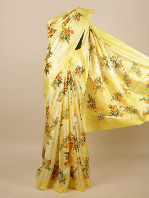 

Pothys Yellow & Orange Floral Printed Saree