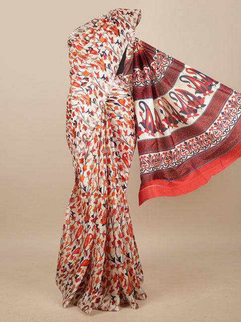 

Pothys Off White & Red Floral Printed Saree