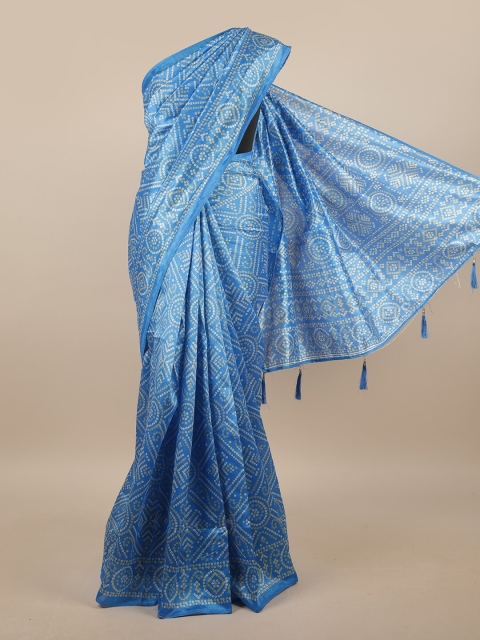

Pothys Blue & Beige Bandhani Printed Saree