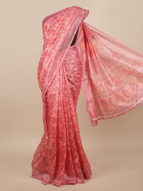 

Pothys Pink & Peach-Coloured Floral Printed Saree