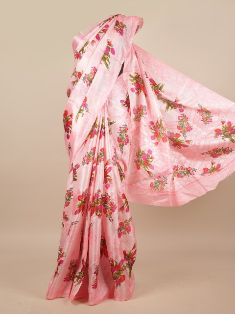 

Pothys Pink & Green Floral Printed Saree