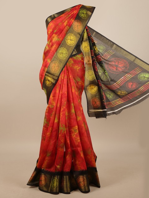 

Pothys Red & Black Abstract Printed Saree
