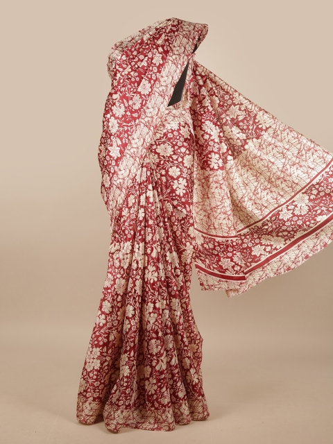 

Pothys Maroon & Beige Floral Printed Saree