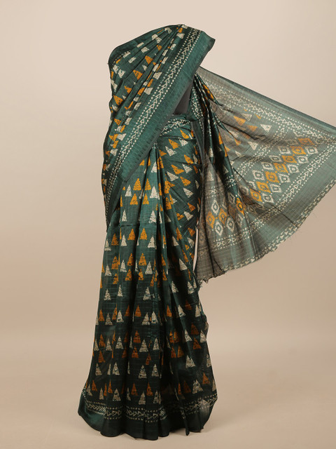 

Pothys Green & Yellow Geometric Printed Saree