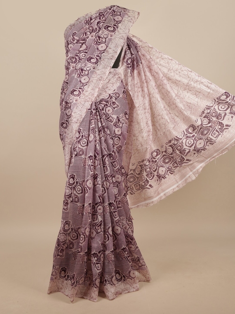 

Pothys Purple & Beige Abstract Printed Saree