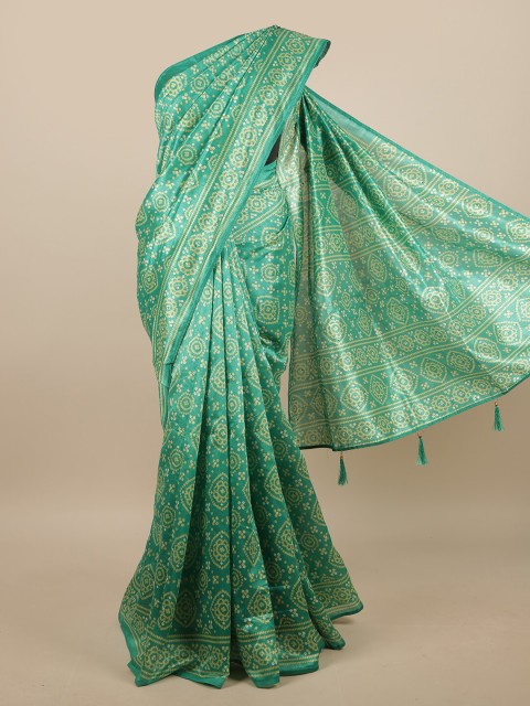 

Pothys Green & Beige Bandhani Printed Saree