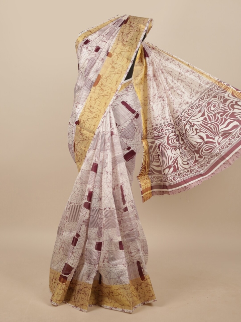 

Pothys White & Brown Abstract Printed Saree