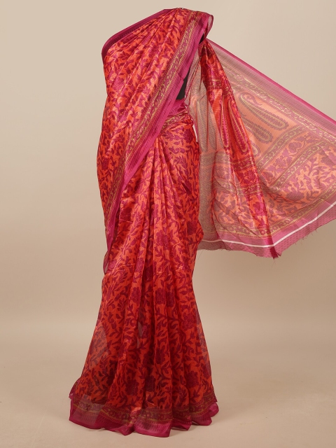 

Pothys Pink & Peach-Coloured Floral Printed Saree