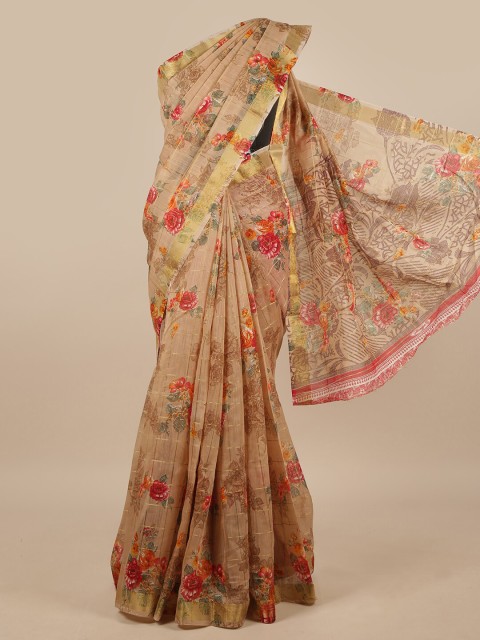 

Pothys Brown & Red Floral Printed Saree