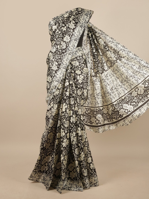 

Pothys Black & Beige Floral Printed Saree