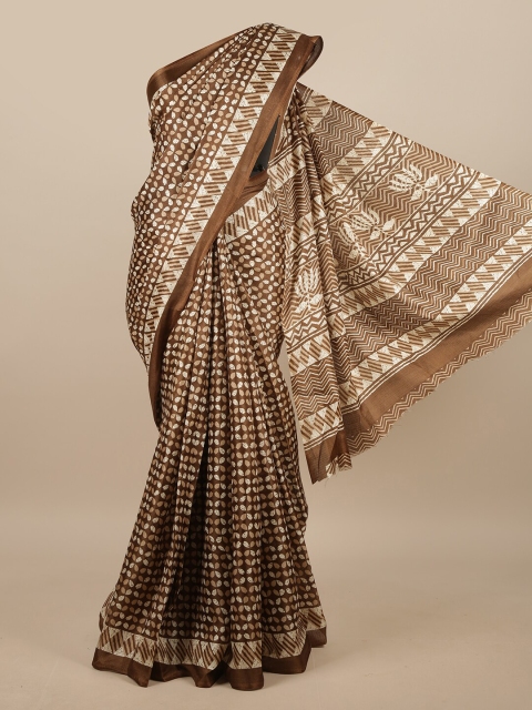 

Pothys Brown & Beige Ethnic Motifs Printed Saree