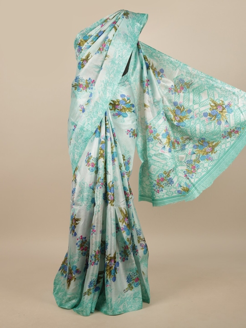 

Pothys Sea Green & Blue Floral Printed Saree