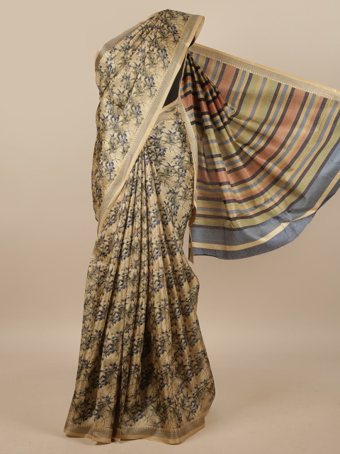 

Pothys Beige & Grey Floral Printed Saree