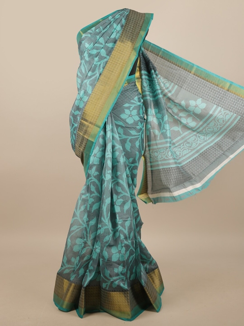 

Pothys Blue & Grey Floral Printed Saree