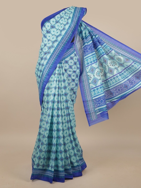 

Pothys Turquoise Blue & Blue Geometric Printed Saree