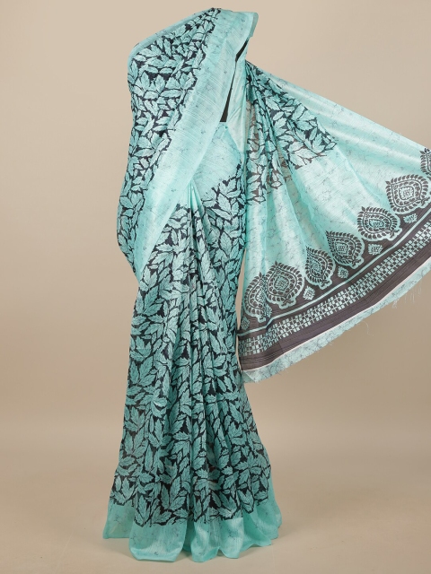 

Pothys Green & Black Floral Printed Saree