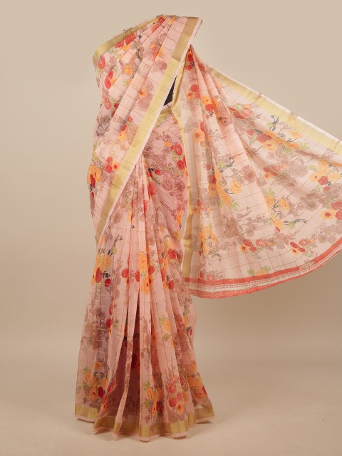 

Pothys Pink & Orange Floral Printed Saree
