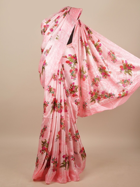 

Pothys Pink & Green Floral Printed Saree