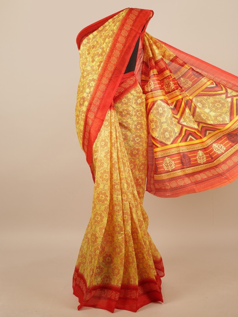 

Pothys Yellow & Red Floral Printed Saree