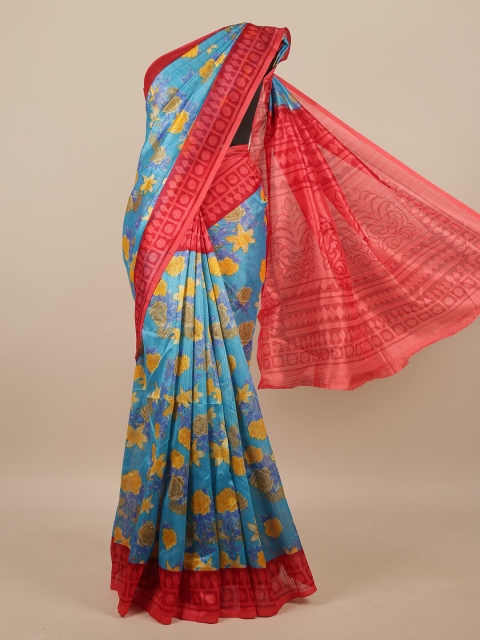 

Pothys Blue & Red Floral Printed Saree