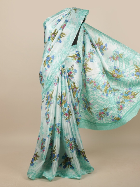 

Pothys Green & Blue Floral Printed Saree