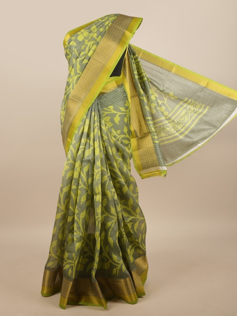 

Pothys Green & Grey Floral Printed Saree