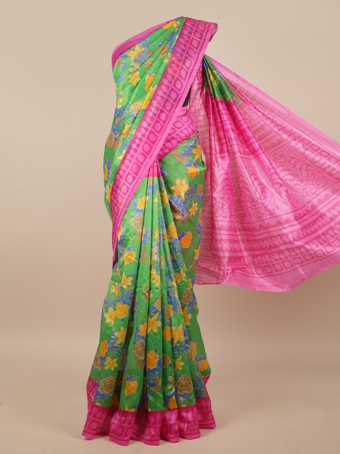 

Pothys Green & Pink Floral Printed Saree