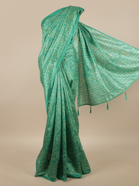 

Pothys Green & Beige Bandhani Printed Saree