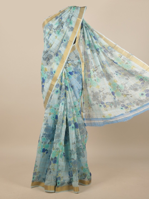 

Pothys Blue & Grey Floral Printed Saree