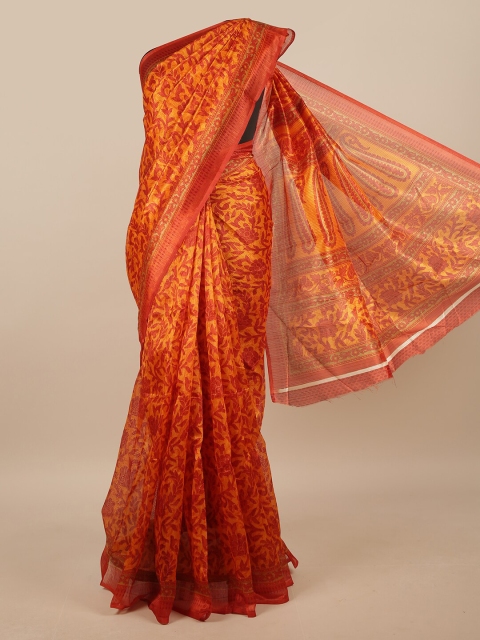 

Pothys Orange & Red Floral Printed Saree