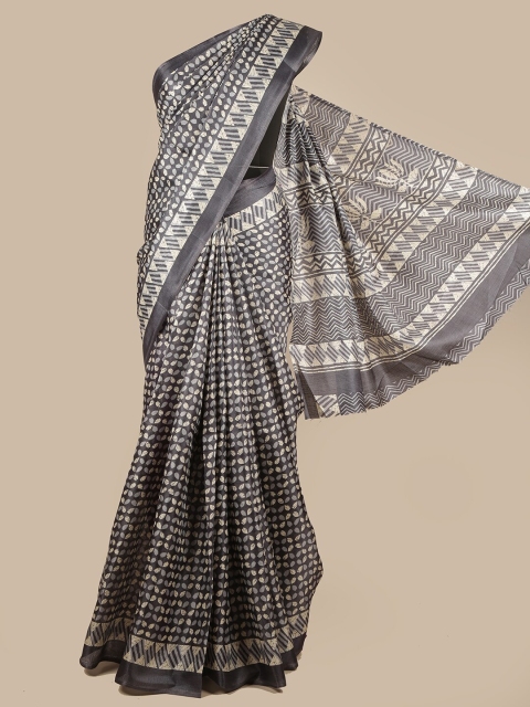 

Pothys Grey & Beige Ethnic Motifs Printed Saree