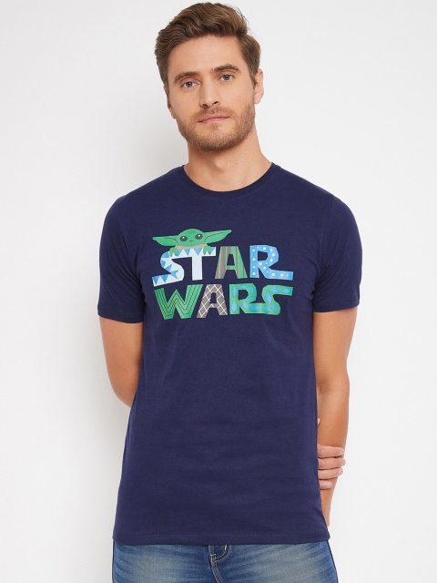 

Star Wars by Wear Your Mind Men Navy Blue Green Star Wars Printed Pure Cotton T-shirt