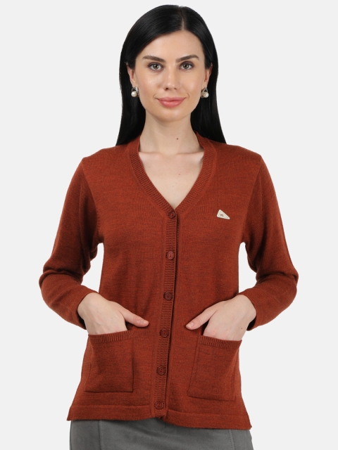 

Monte Carlo Women Rust Red Pure Wool Cardigan