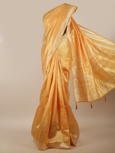 

Pothys Mustard Printed Zari Saree