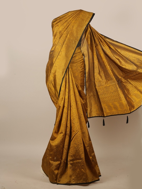 

Pothys Mustard & Black Paisley Printed Saree
