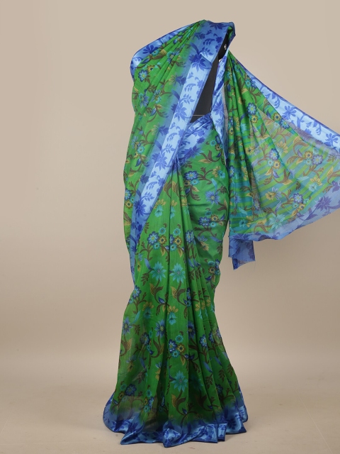 

Pothys Green & Blue Floral Printed Cotton Blend Saree