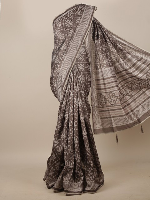 

Pothys Grey Floral Printed Cotton Blend Beads & Stone Saree