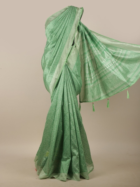 

Pothys Green & White Abstract Printed Beads & Stone Cotton Blend Saree