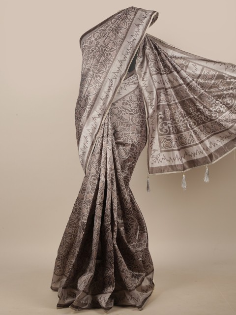 

Pothys Grey & Brown Floral Printed Cotton Blend Saree