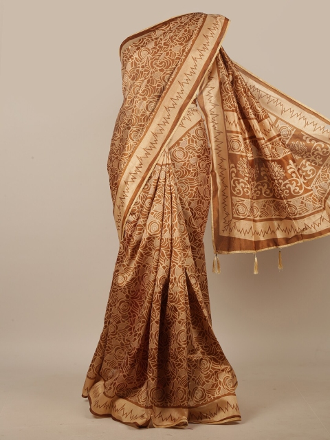 

Pothys Brown & Beige Floral Printed Cotton Blend Saree