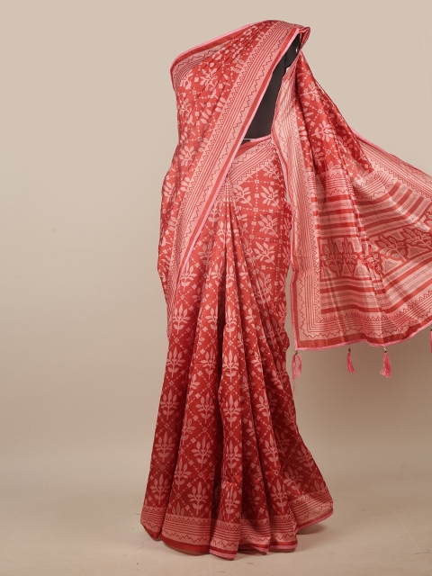 

Pothys Pink-Coloured Floral Printed Beads & Stones Cotton Blend Saree