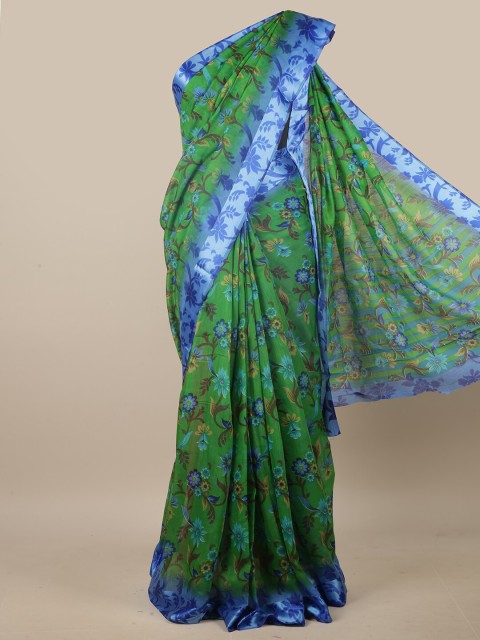 

Pothys Green & Blue Floral Printed Cotton Blend Saree