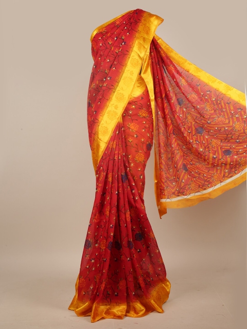 

Pothys Red & Yellow Floral Printed Cotton Blend Saree