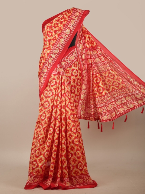 

Pothys Red & Yellow Ethnic Motifs Printed Cotton Blend Saree
