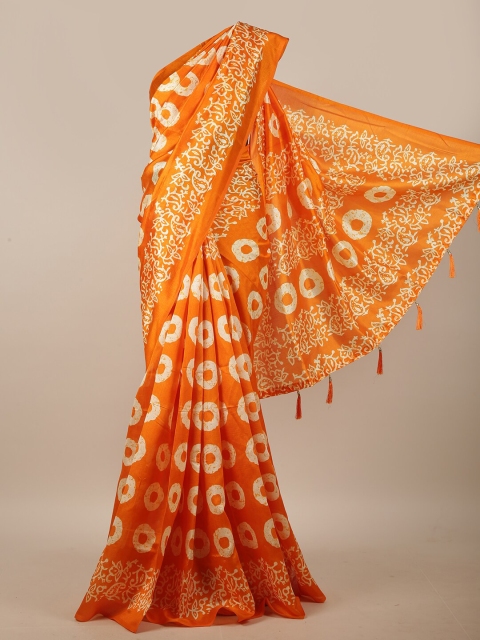 

Pothys Orange & Off White Geometric Printed Cotton Blend Saree