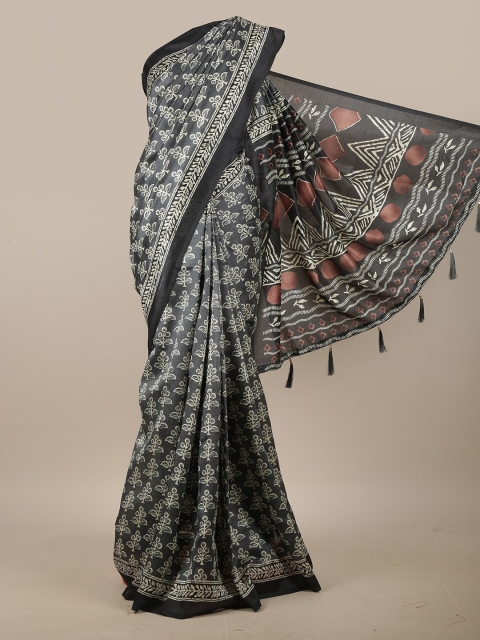

Pothys Grey & White Ethnic Motifs Printed Cotton Blend Saree