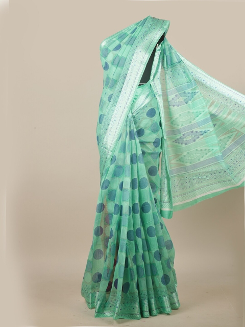 

Pothys Green & Blue Geometric Printed Cotton Blend Saree