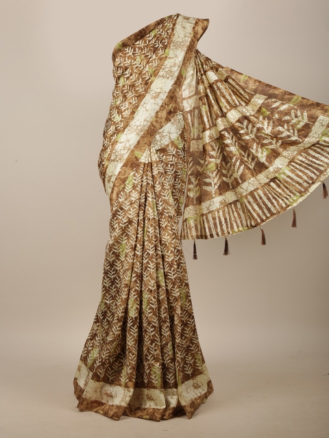 

Pothys Brown & Beige Floral Printed Cotton Blend Saree