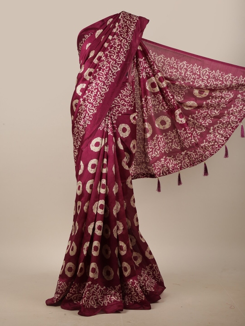 

Pothys Purple & Cream Ethnic Motifs Printed Cotton Blend Saree