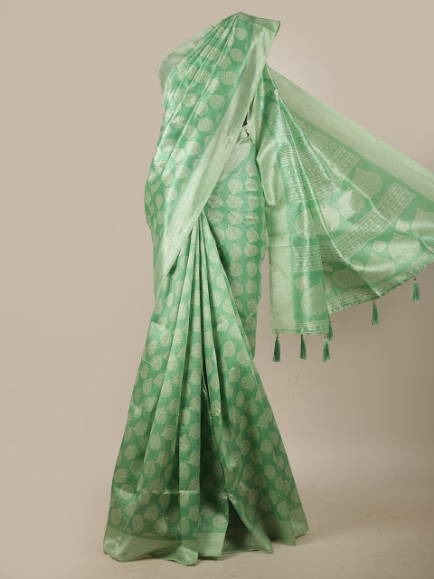 

Pothys Green & White Floral Printed Cotton Blend Saree